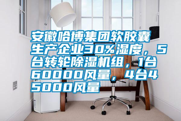 安徽哈博集团软胶囊生产企业30%湿度，5台转轮除湿机组，1台60000风量，4台45000风量