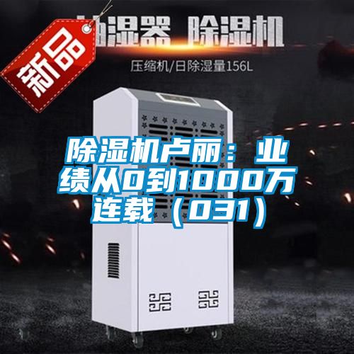 除湿机卢丽：业绩从0到1000万连载（031）